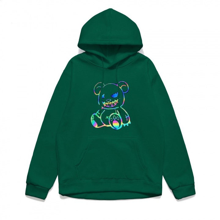 Ladies hoodie sweatshirt with cool bear motif and comfortable fit Lisslune
