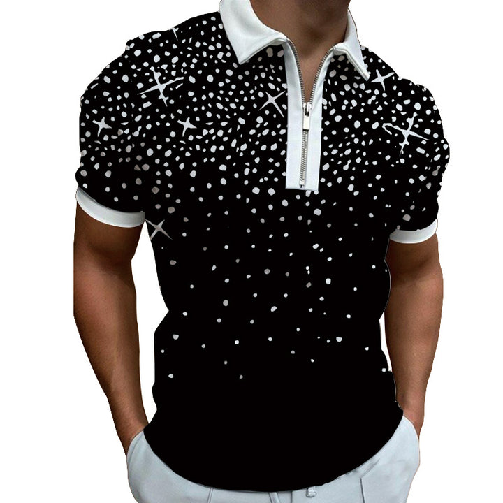 Men's polo shirt with modern graphic pattern and zipper Lisslune