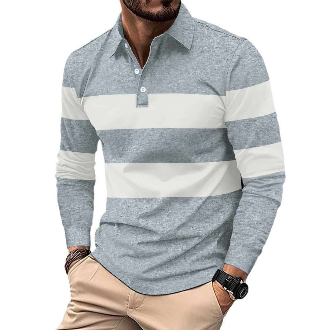 Men's long-sleeve shirt with modern stripe pattern and sporty collar Lisslune