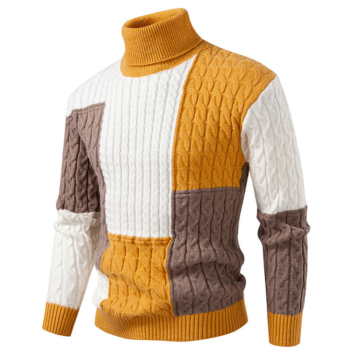 Men's high-quality knitted sweater with modern color block design Lisslune