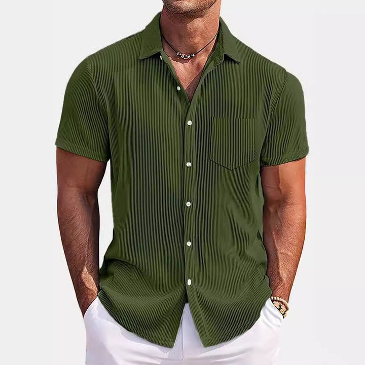 Men's short sleeve shirt with fine stripe pattern and modern fit Lisslune
