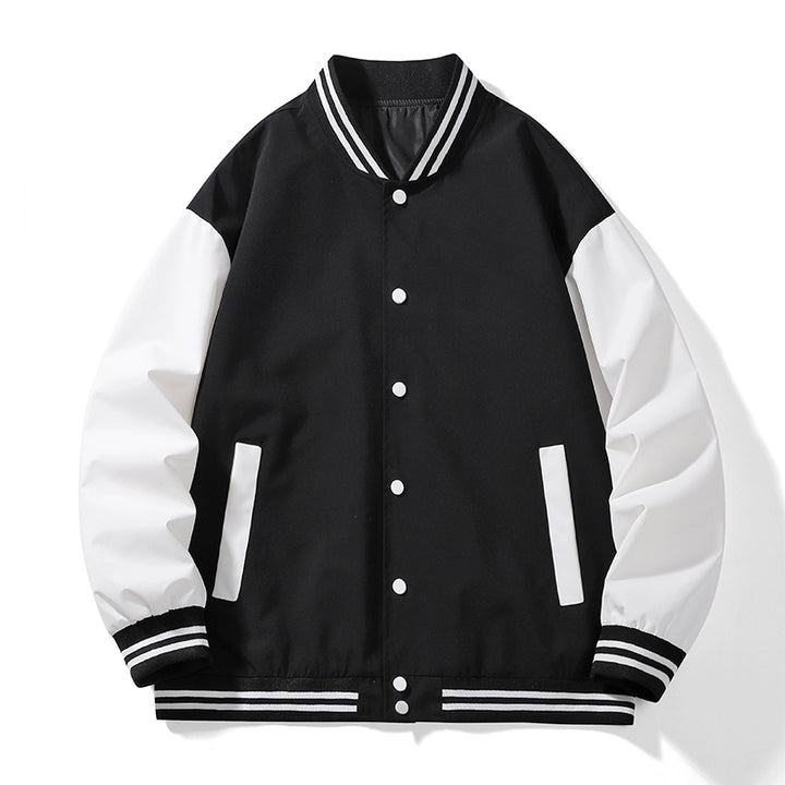 Men's Sporty College Jacket with Contrast Sleeves Lisslune