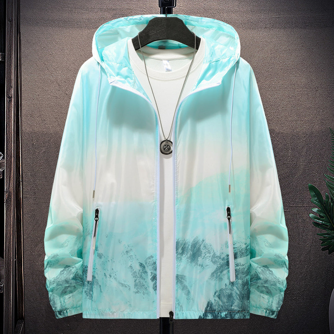 Men's wind and water-resistant lightweight jacket with adjustable hood and reflective details Lisslune