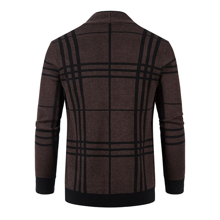 Men's fashionable cardigan with modern check pattern and practical pockets Lisslune