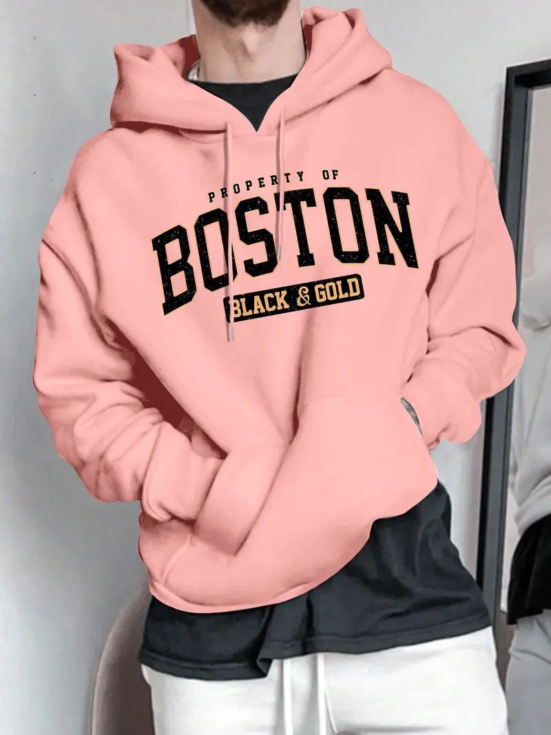 Men's hoodie with striking Boston print and soft interior Lisslune