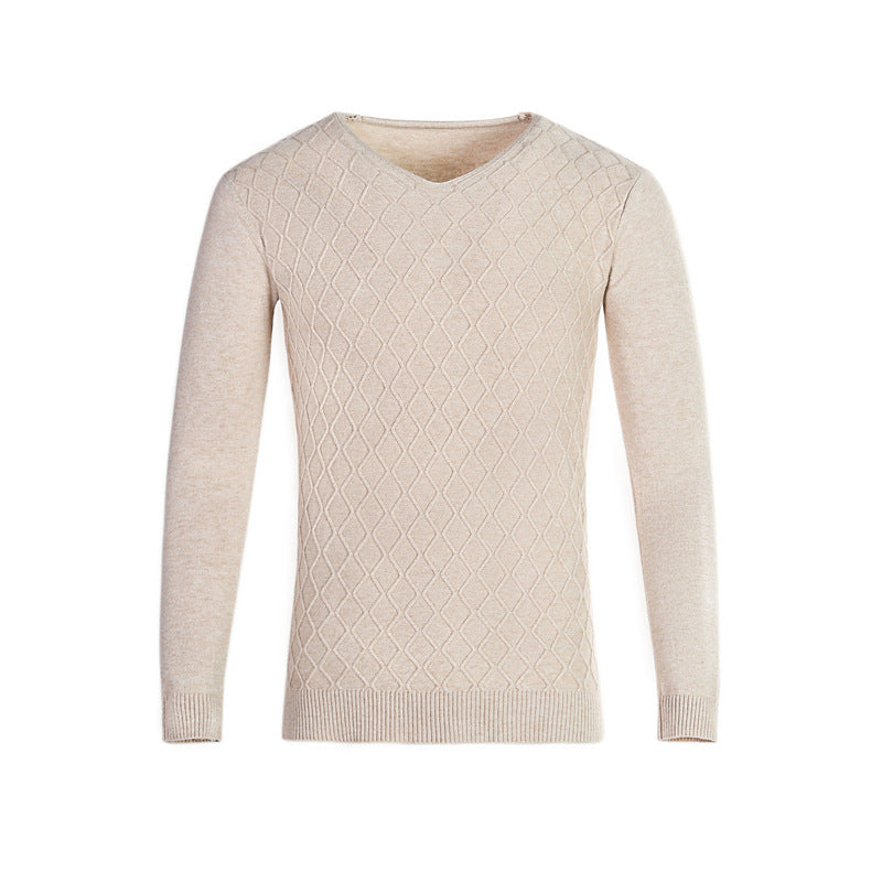 Men's V-neck sweater with textured pattern Lisslune