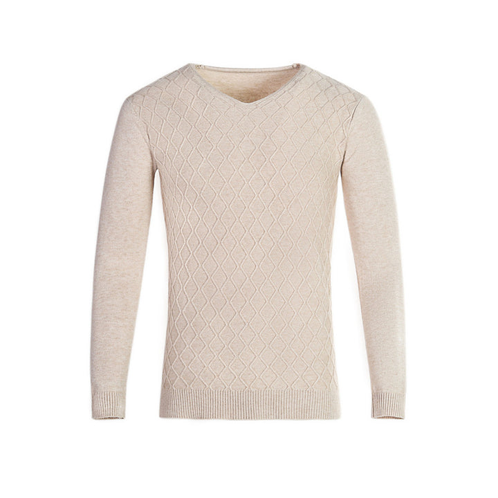 Men's V-neck sweater with textured pattern Lisslune