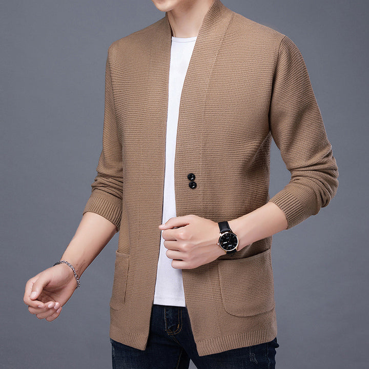 Men's cardigan with casual shawl collar and patch pockets Lisslune