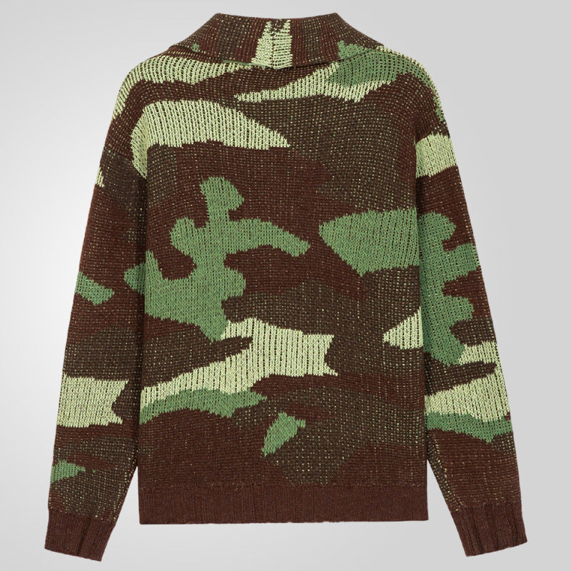 Men's cardigan in a unique camouflage design with high collar Lisslune