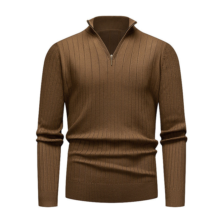 Men's high-quality knitted sweater with modern stand-up collar and zipper Lisslune