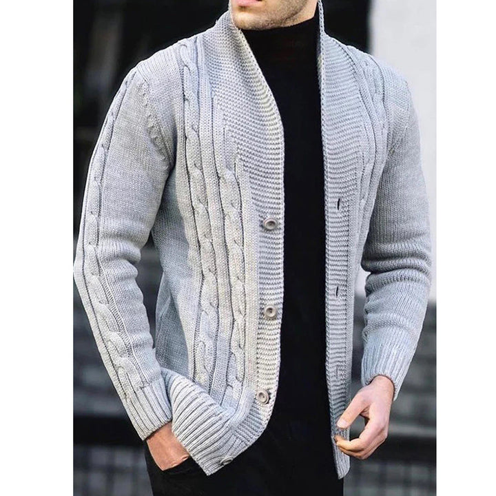 Men's Cardigan with Unique Cable Pattern and Practical Pockets Lisslune