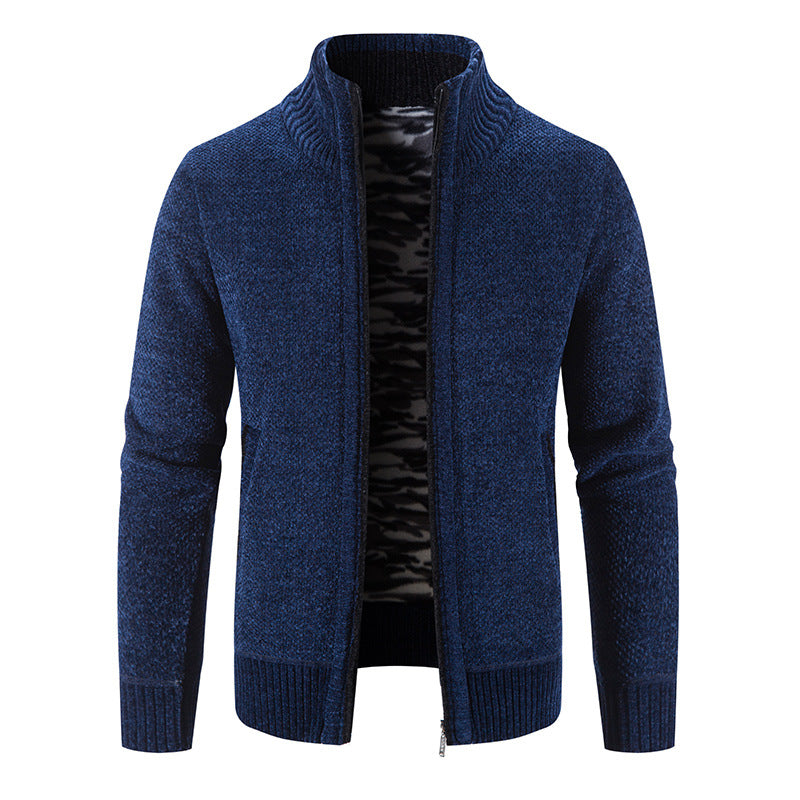 Men's cardigan with high collar and practical zip pockets Lisslune