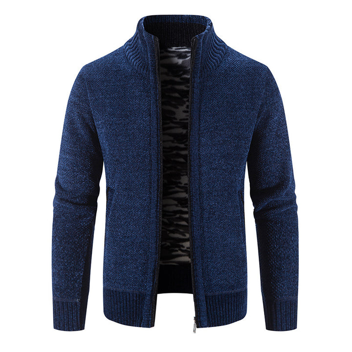 Men's cardigan with high collar and practical zip pockets Lisslune