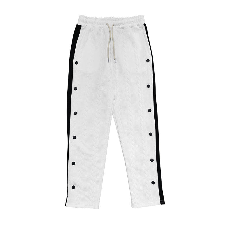 Men's sporty chino pants with side snap button details and elastic waistband Lisslune