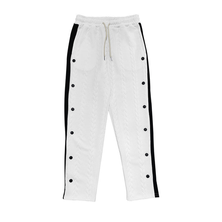 Men's sporty chino pants with side snap button details and elastic waistband Lisslune