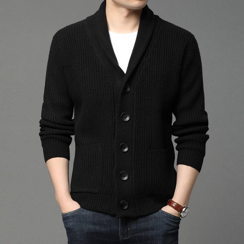 Men's cardigan with shawl collar and practical pockets Lisslune