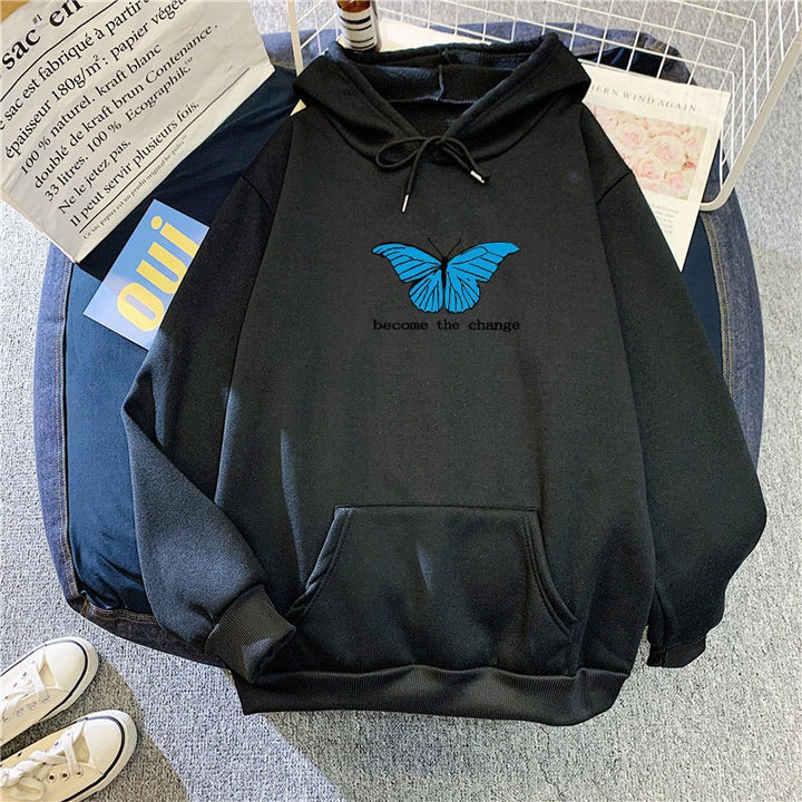 Women's hoodie with short cut and unique butterfly motif Lisslune