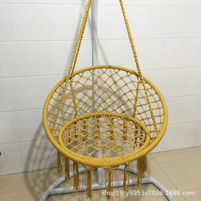 Rynx | small bedroom ideas INS Nordic Style Net Red hanging baskets Outdoor cotton rope hanging chair balcony cradle chair Indoor B &amp; B tassel swing