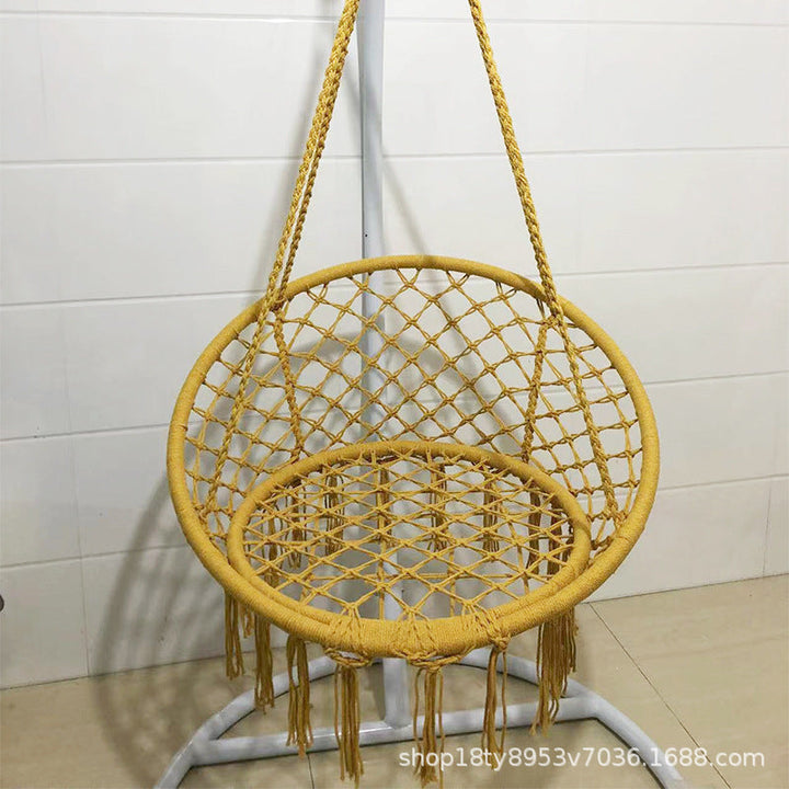 Rynx | small bedroom ideas INS Nordic Style Net Red hanging baskets Outdoor cotton rope hanging chair balcony cradle chair Indoor B &amp; B tassel swing