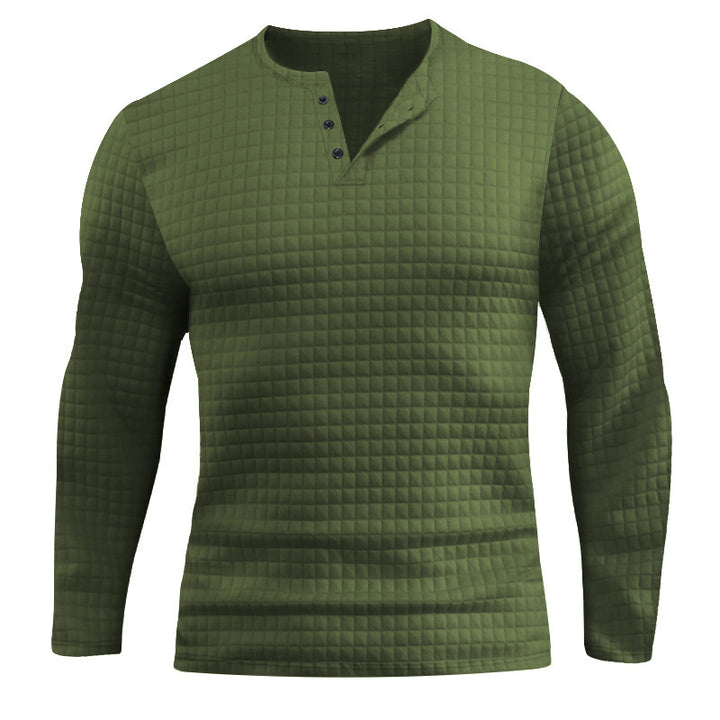 Men's Long Sleeve Shirt with Textured Design and Fashionable Button Closure Lisslune