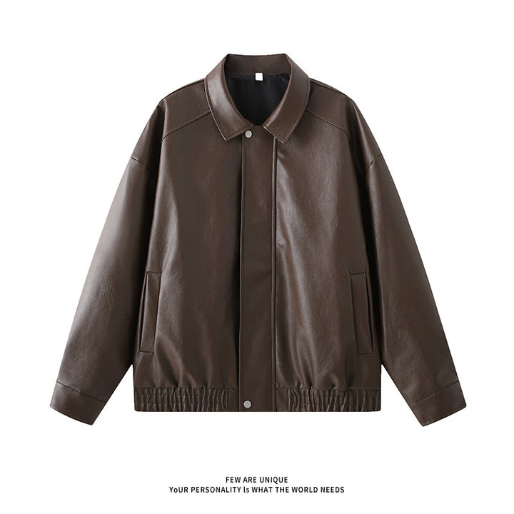 Men's elegant synthetic leather jacket with elastic waistband Lisslune