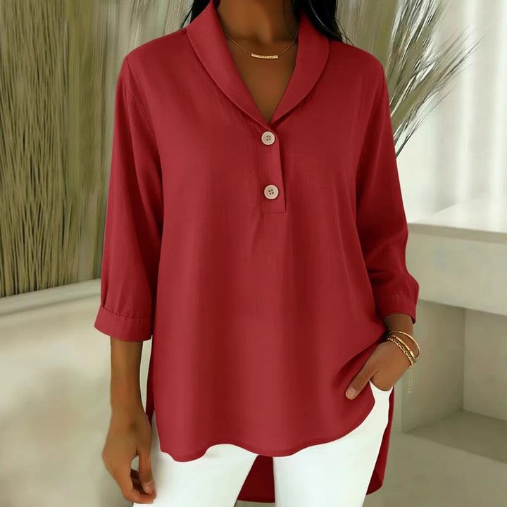 Damen Elegantes Hemd mit modernem Kragen und Knopfdetails Lisslune