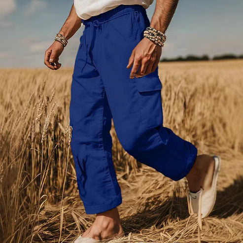 Men's cargo pants with elastic waistband and practical side pockets Lisslune