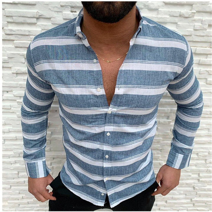 Men's Long Sleeve Shirt with Fashion Stripes Lisslune