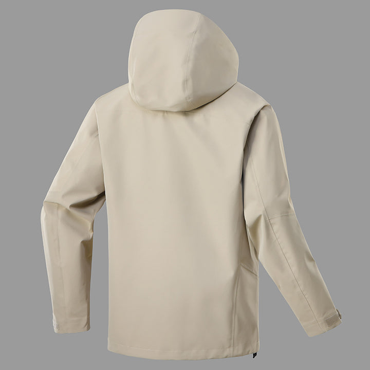 Men's Technical Rain Jacket with Adjustable Hood Collar Lisslune
