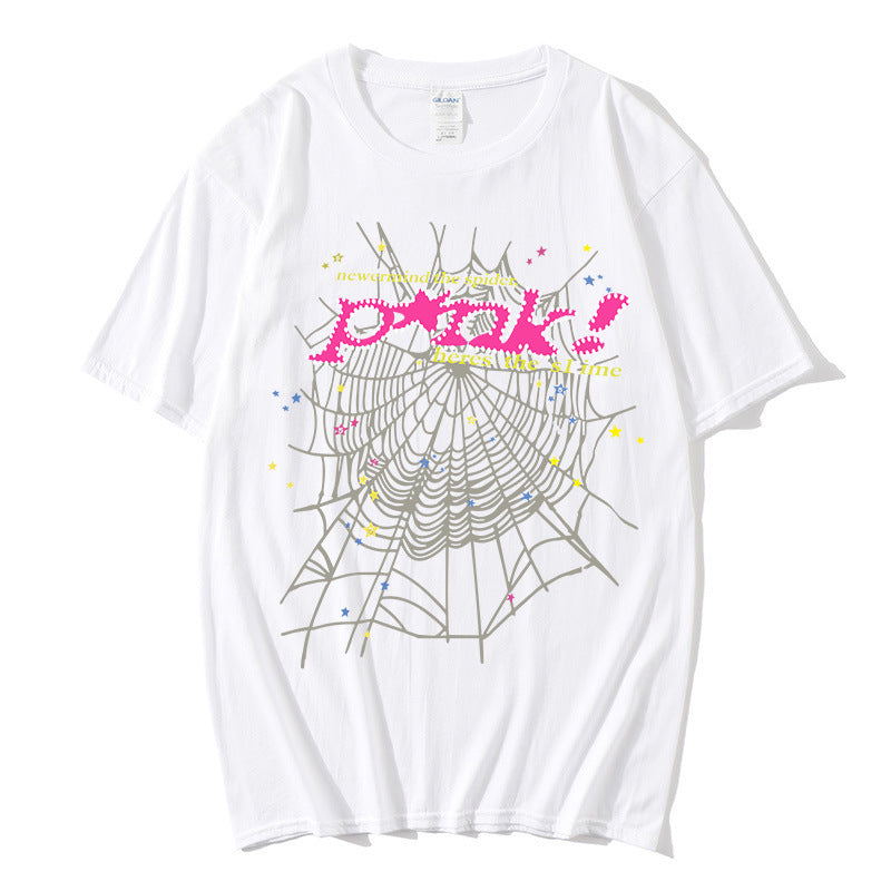 Women's casual T-shirt with creative spider web design Lisslune