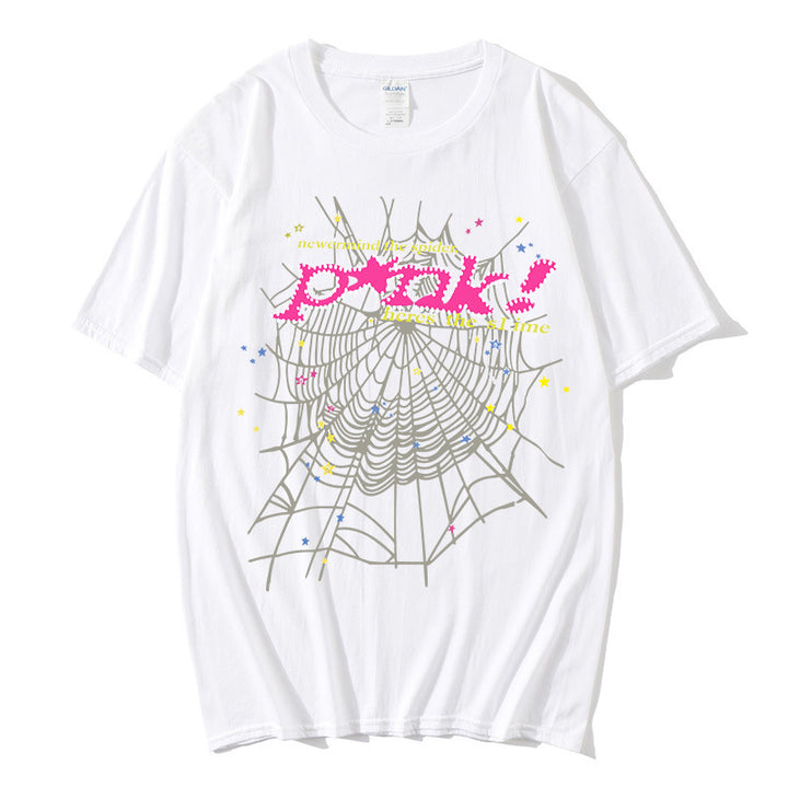 Women's casual T-shirt with creative spider web design Lisslune