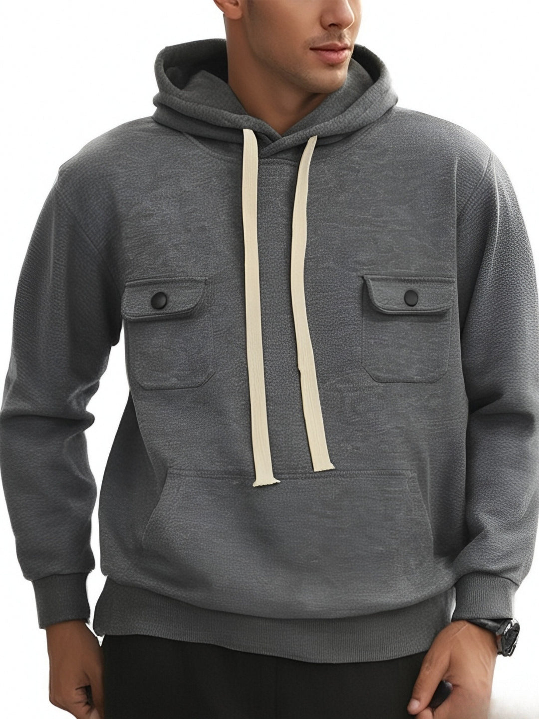 Men's hoodie with practical pockets and textured design Lisslune