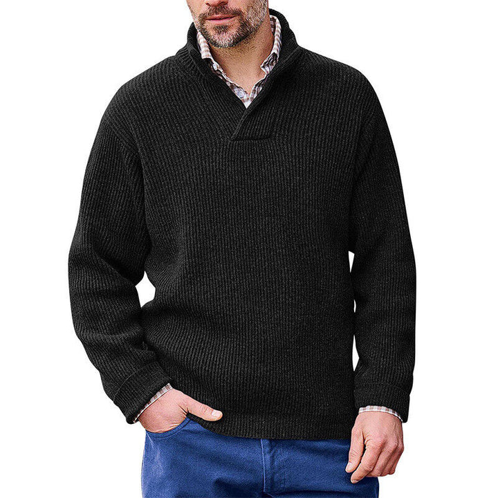 Men's knitted sweater with modern stand-up collar and fine rib structure Lisslune