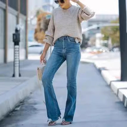Damen zeitlose Jeans im modernen Schnitt mit cropped Bein Lisslune