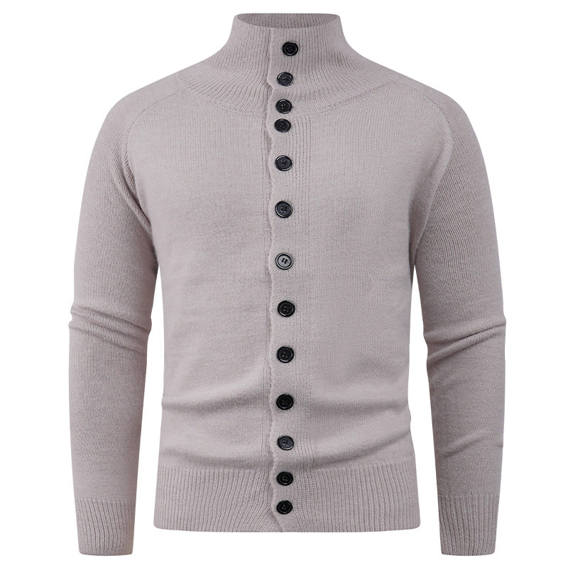 Men's cardigan with modern stand-up collar and button closure Lisslune