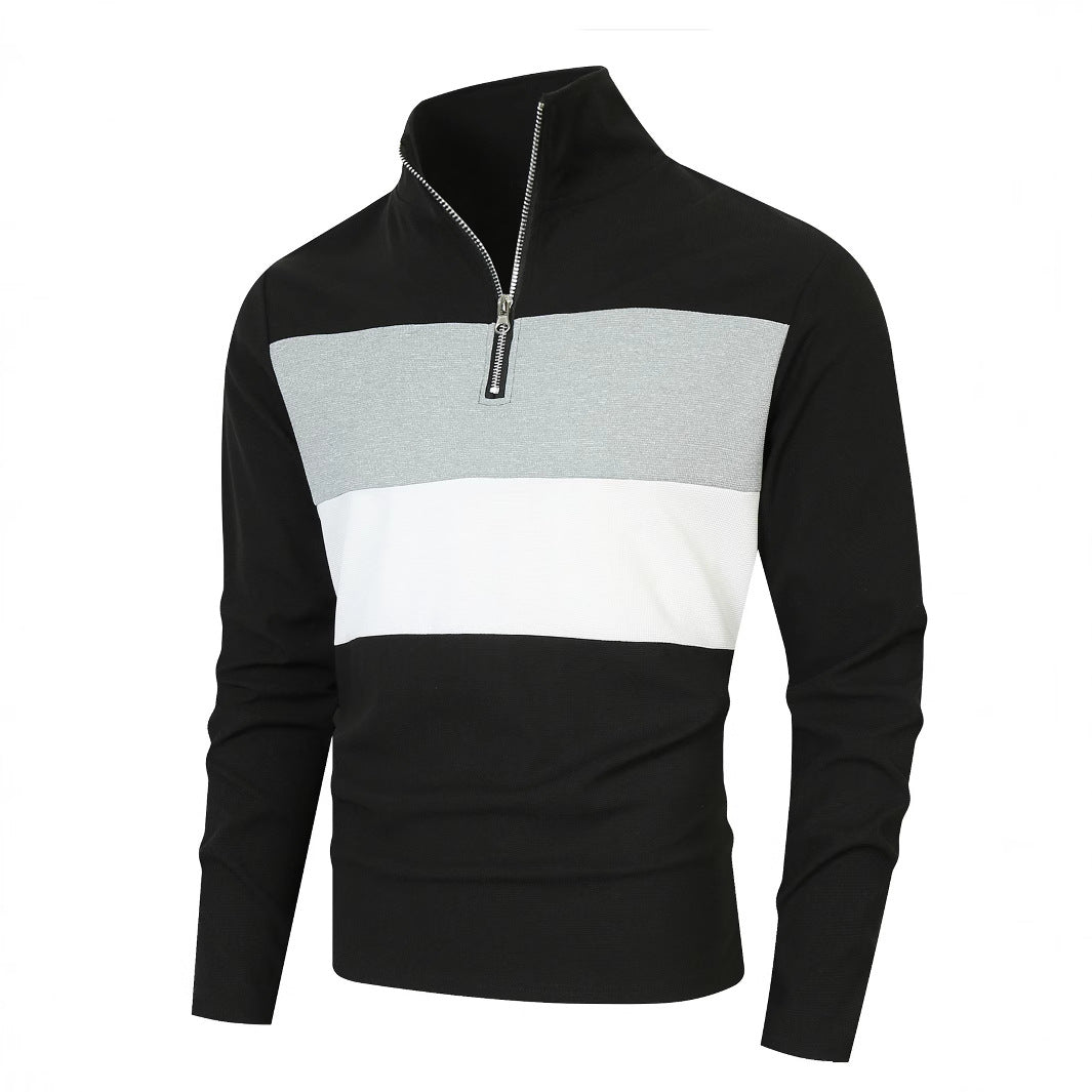 Men's sporty pullover with stand-up collar and deep zipper Lisslune