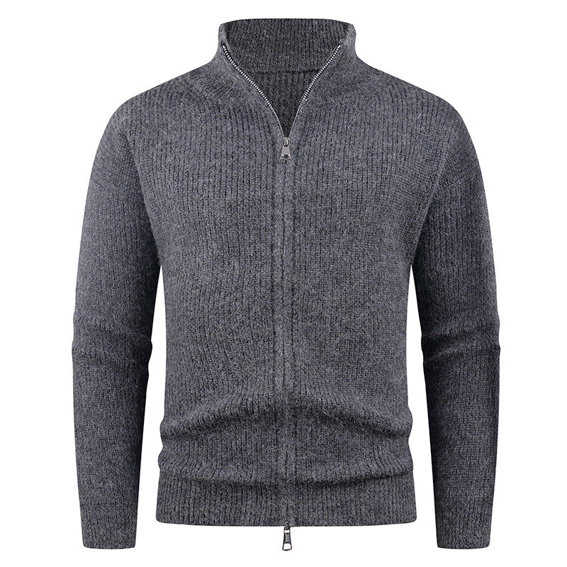 Men's sweater with high collar and decorative zipper Lisslune