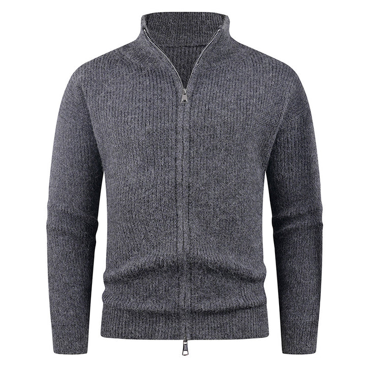 Men's sweater with high collar and decorative zipper Lisslune