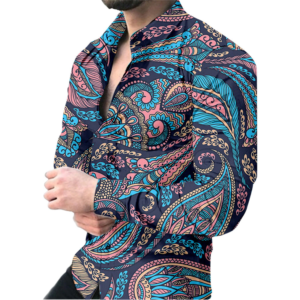 Men's Long Sleeve Shirt with Modern 3D Triangle Design Lisslune