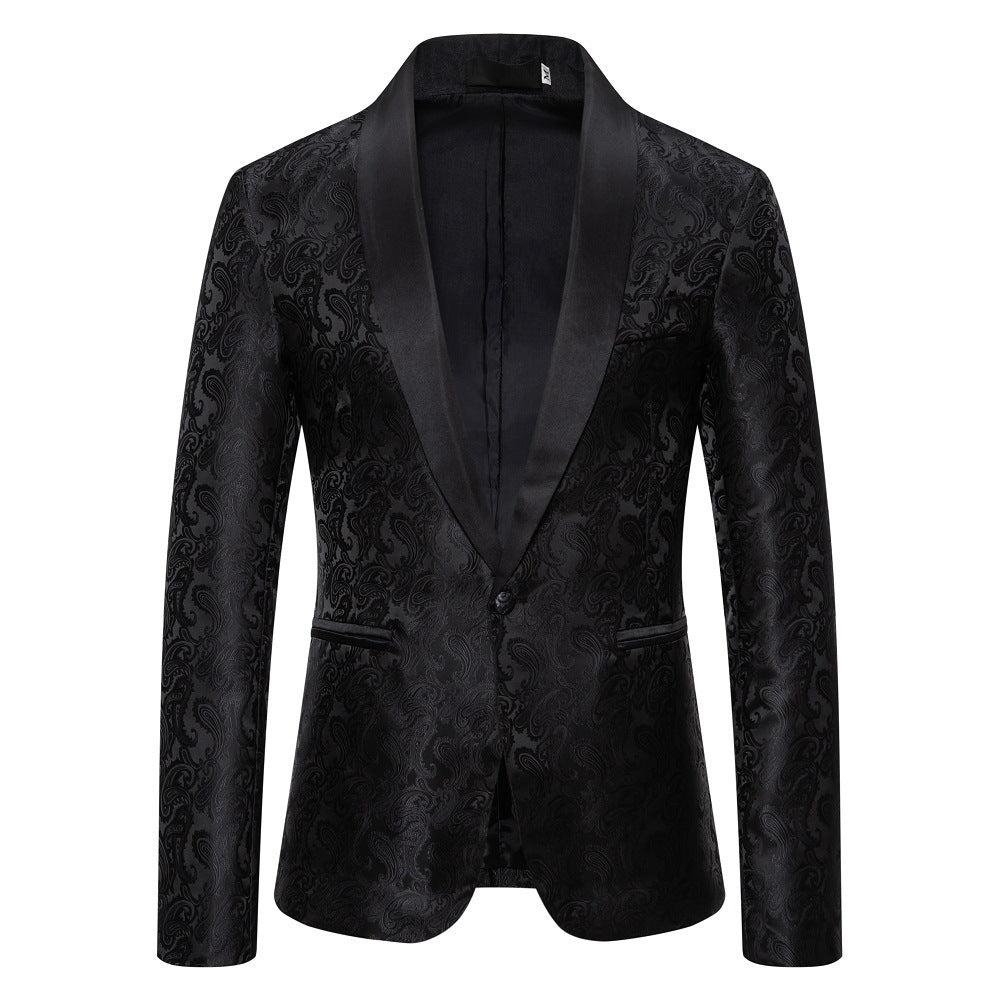 Men's elegant tuxedo blazer with floral jacquard pattern Lisslune