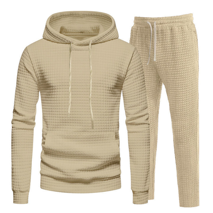 Men's Sporty Hoodie Set with Fashionable Textured Design and Elastic Cuffs Lisslune