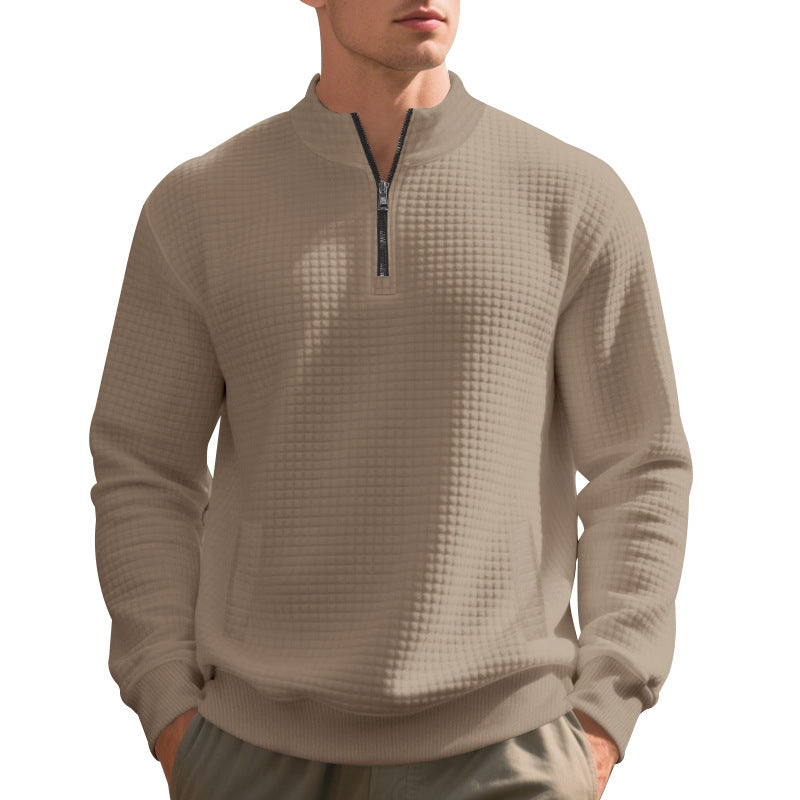 Men's quilted sweater with modern collar and practical pockets Lisslune