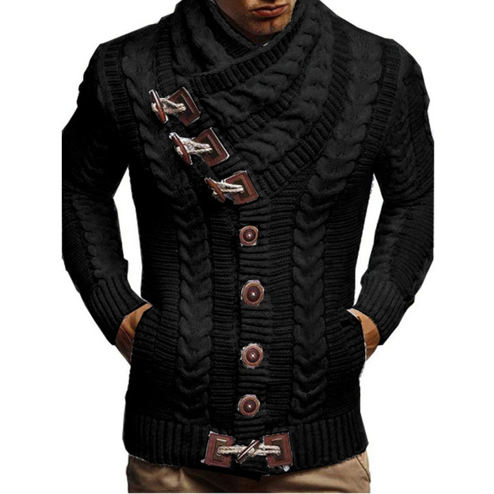 Men's cardigan with large collar and cable pattern Lisslune