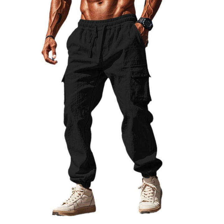 Men's cargo pants with elastic waistband and practical side pockets Lisslune