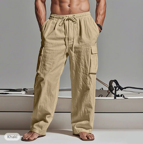 Men's cargo pants with elastic waistband and practical side pockets Lisslune