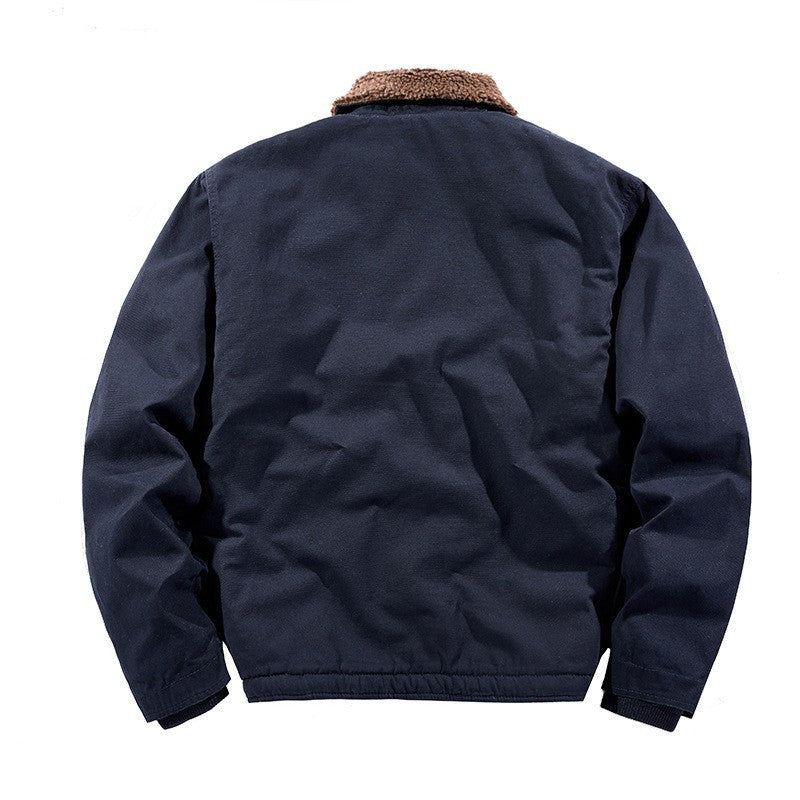Men's Casual Bomber Jacket with Cozy Fleece Collar Lisslune