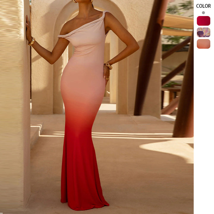 Women's figure-hugging evening dress with off-the-shoulder design and side slit Lisslune