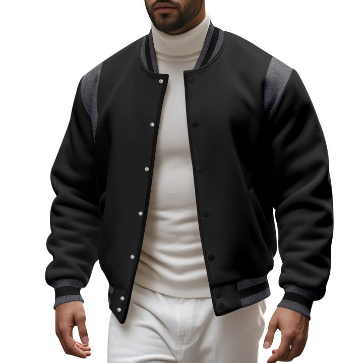 Men's Sporty College Jacket with Modern Design and Contrast Sleeves Lisslune