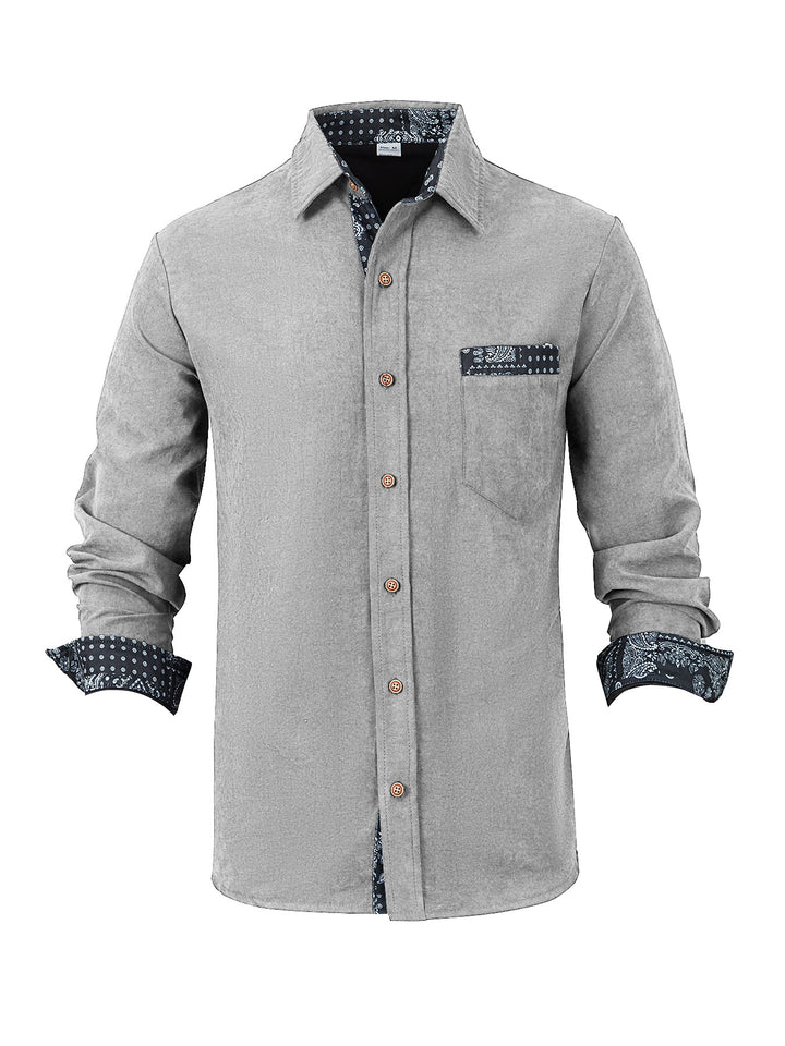 Men's long sleeve shirt with textured material and fashionable collar Lisslune