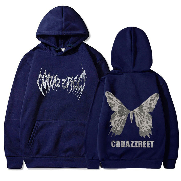 Women's hoodie with eye-catching butterfly design and artistic lettering Lisslune